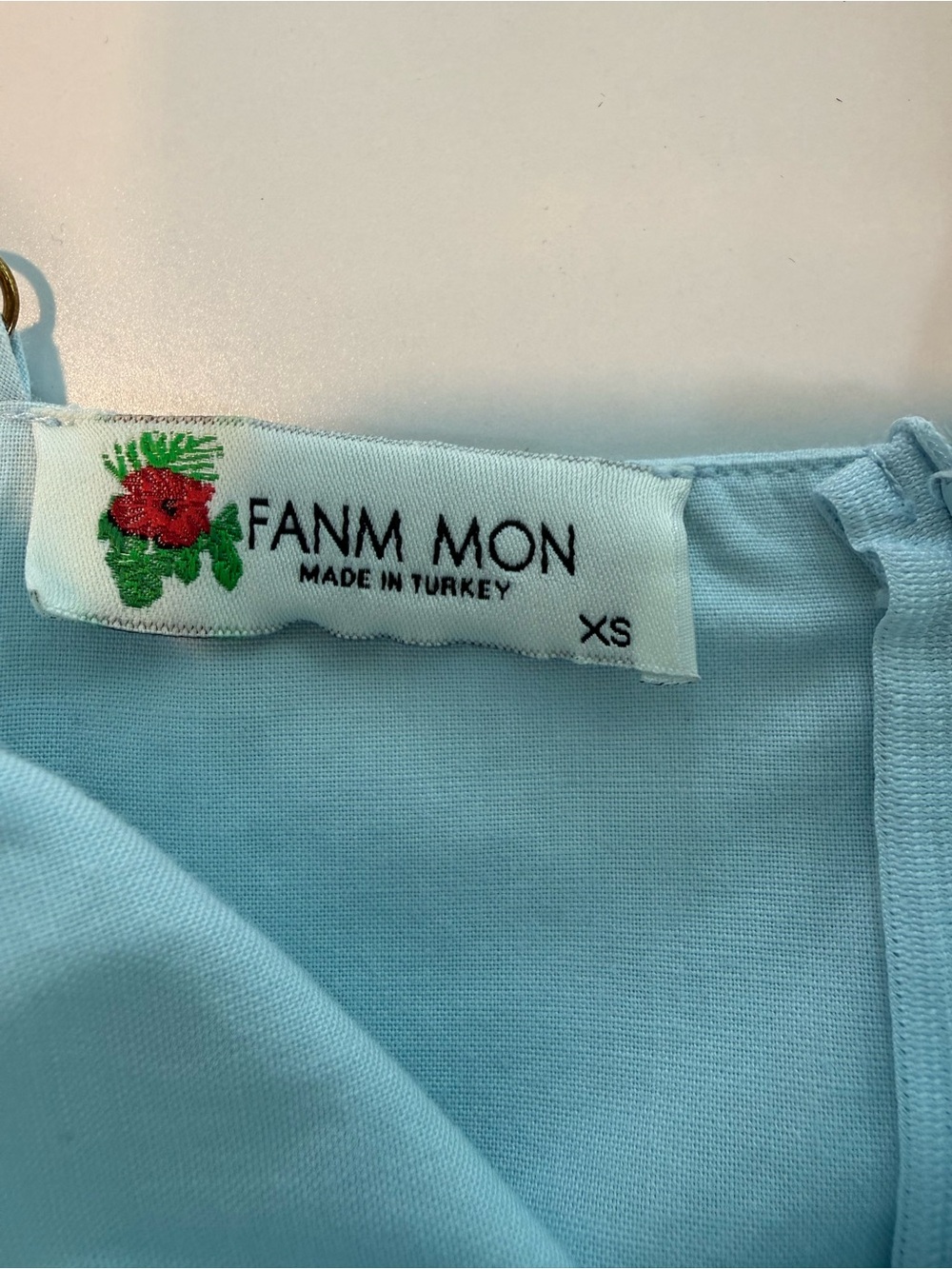 Fanm Mon Sadine Embroidered Midi Dress Light Blue Floral Cotton xs - Picture 3 of 11
